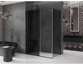 Mexen Velar, tolóajtós zuhanykabin 160 x 70 cm, 8mm szürke üveg, fekete matt, 871-160-070-41-70