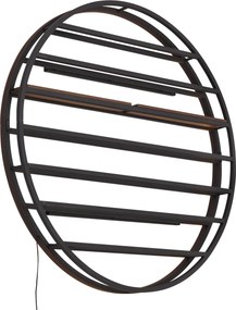 Modern Wall Lamp Black with wine rack Incl. LED - Wine Rack