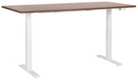 Sötétbarna és fehér elektromosan állítható íróasztal 180 x 80 cm DESTINES Beliani