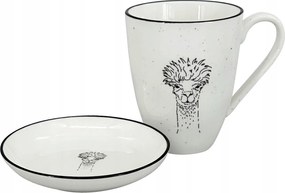 2 darabos szett 450 ml-es bögre és Lama B tál, fehér/fekete