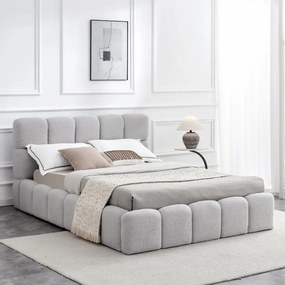 Szürke Bouclé Franciaágy Ágyneműtartóval. 140x200 MURACJA