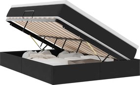 vidaXL Ágy tárolóval és matraccal Fekete 140 x 190 cm Bársony