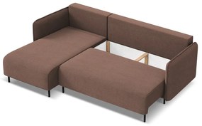 Rózsaszín kinyitható-tárolóhelyes sarokkanapé (bal oldali) Luana – Makamii