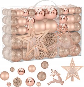 Karácsonyfadísz Szett XXL 102 Db Arany Mintás Karácsonyfadísz Medál Dekoráció