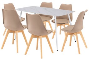 Ravena 6+1 étkező garnitúra fehér-bézs