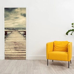 Fotótapéta ajtóra - Fából készült móló a tengeren (95x205cm)