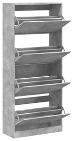 betonszürke cipőszekrény 4 kihajtható fiókkal 80x34x187,5 cm