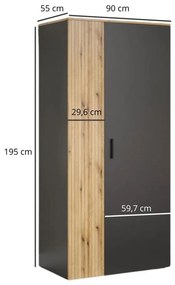 Ruhásszekrény Esferas (grafit + evoke tölgy) . 1116827