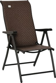 Outsunny Poly Rattan Kerti Szék Összecsukható Szék 7-állású Állítható Támlával Időjárásálló Balkon Szék Kemping Szék 120 kg Teherbírású Kerti Székek 5