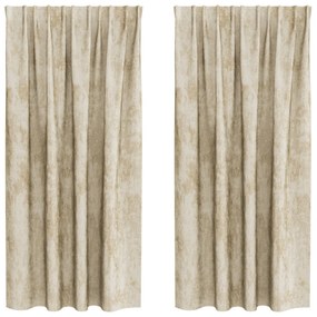 Velúr Függöny 2 db Pálcataszkolt Krém 175x140 cm