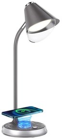 Immax 08972L - FINCH LED asztali lámpa, 9W, 12cm, szürke/krom, dimmelhető