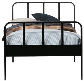 Fekete fém egyszemélyes ágy ágyráccsal 90x200 cm Mees – WOOOD