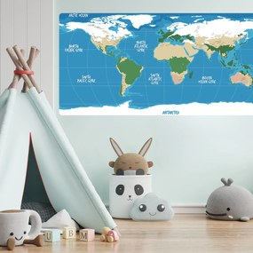 PIPPER. Öntapadós textiltapéta " Gyerek világtérkép"