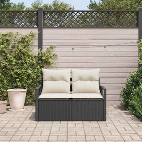 Kerti kanapé Fekete 120 x 62 x 69cm polirattan