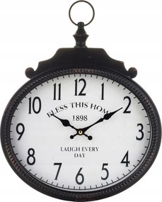 Falióra fekete fehér számlap lógó retro fém üveg retro dekoráció