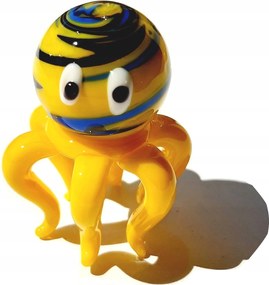 Üvegfigura Vidám, Sárga Polip Asztali Dekoráció