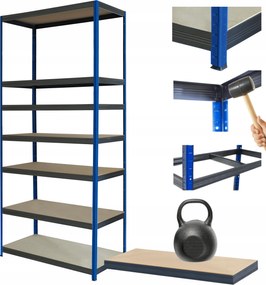 Tárolószekrény fém állvány Helios 270x75x50cm 7Px175kg Tömör Kék