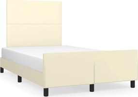 vidaXL krémszínű műbőr ágykeret fejtámlával 120 x 200 cm