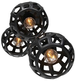 Ipari lógólámpa fekete kerek 3-lámpás - Bobby