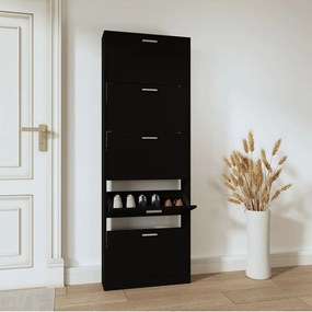 fekete szerelt fa cipősszekrény 59 x 17 x 169 cm