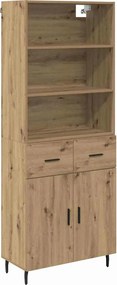 vidaXL Magasfiú Artisan tölgy 69,5 x 34 x 180 cm Műanyag Fa és Üveg