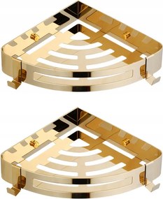 Sarokpolc Fürdőszoba Rozsdamentes acél 2db arany