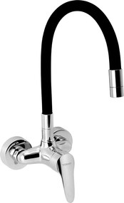 Ferro Zumba - Mosogató csaptelep rugalmas karral 100mm, fekete-króm, 94484,0C