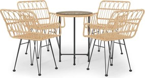 vidaXL 5 részes polyrattan kerti étkezőgarnitúra