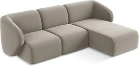 Világosbarna bársony sarokkanapé (jobb oldali-heverő résszel) Lani – Makamii