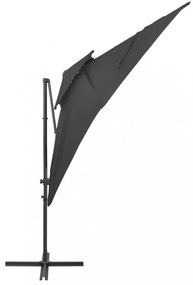 antracitszürke dupla tetejű konzolos napernyő 250 x 250 cm