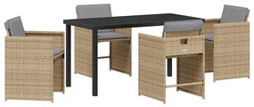 vidaXL Kert étkező szett 5 pcs Bézs polirattan