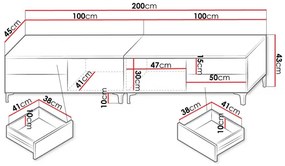 TV asztal szett (2 db.) Clea XI W Double (fehér + fényes fehér) (kék LED világítással). 1106201