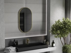 Mexen Loft ovális fürdőszobai tükör 80 x 45 cm, arany keret - 9851-080-045-000-50
