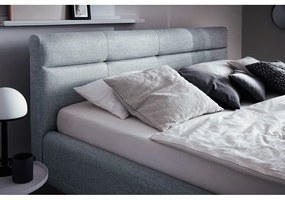Kék kárpitozott franciaágy tárolóhellyel és ágyráccsal 180x200 cm Lotte - Meise Möbel