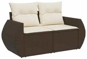 10 részes barna polyrattan kerti ülőgarnitúra párnákkal