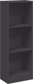vidaXL 3 szintes szürke szerelt fa könyvszekrény 40 x 24 x 109 cm
