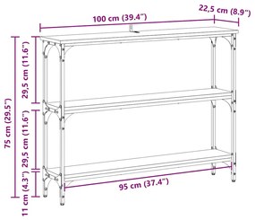 Konzolasztal Musta tammi 100 x 22.5 x 75 cm Műgyanta fa és Fém