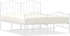 vidaXL fehér fém ágykeret fej- és lábtámlával 135 x 190 cm