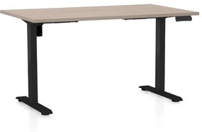 OfficeTech B állítható magasságú asztal, 140 x 80 cm, fekete alap, tölgy