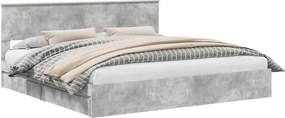 vidaXL Tárolós Ágy fejtámlával Beton Szürke 200 x 200 cm Faanyag
