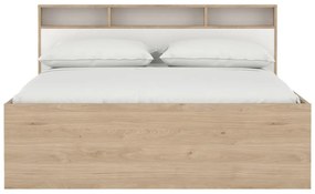 Natúr színű ágyneműtartós franciaágy ágyrács nélkül 160x200 cm tölgyfa dekorral Ikast – Tvilum