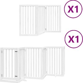 vidaXL fehér nyárfa 9 paneles összecsukható kutyakapu ajtóval 450 cm