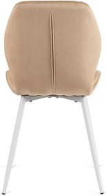 Bézs Bársony Étkezőszék Fehér Lábakkal. LUCKY