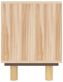 barna fenyőfa és természetes rattan TV-szekrény 105x30x40 cm