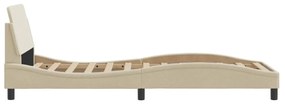krémszínű szövet ágykeret fejtámlával matrac nélkül 90x200 cm