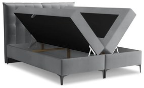 Szürke ágyneműtartós boxspring ágy 180x200 cm Mikana – Makamii