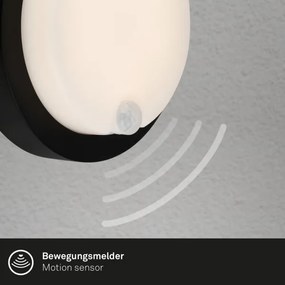 Brilo - LED újratölthető kültéri fali lámpa érzékelővel LED/4W/5V 4400 mAh IP44 fekete