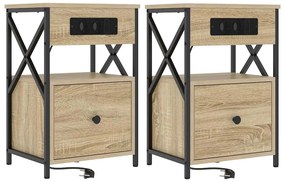 Éjjeliszekrény 2 pcs sonoma tölgy 40 x 31 x 60 cm Faanyag