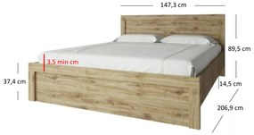 Franciaágy 140 cm Deloris (navarra tölgy) (matrac és ágyrács nélkül). 1052887