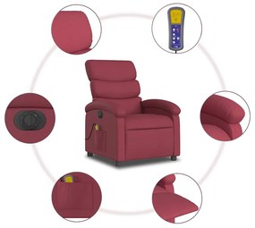 bordó szövet elektromos dönthető masszázsfotel